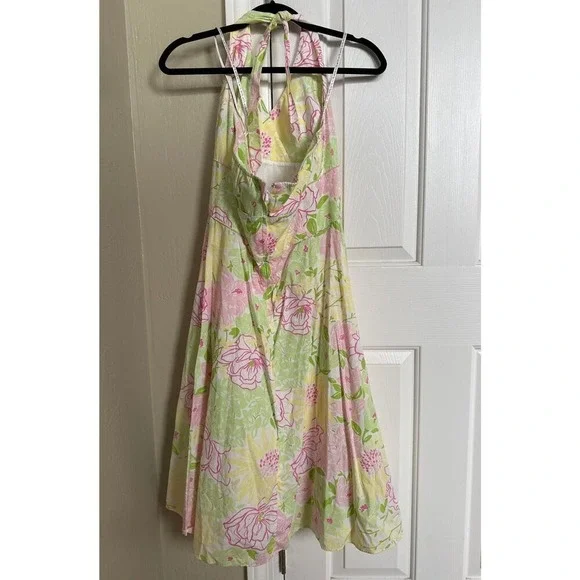 Lilly Pulitzer Vintage Floral Halter Midi Dress | Pink & Green | Size 12 - Picture 2 of 5